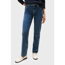 Tommy Hilfiger Pamuklu Straight Fit Normal Bel Düz Paça Jeans Bayan Kot Pantolon WW0WW45672 1bk
