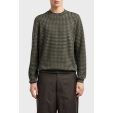 Emporio Armani Yünlü Jakarlı Logo Baskılı Regular Fit Bisiklet Yaka Kazak Erkek Kazak EM001989 AF14199 F8047