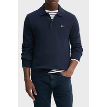 Tommy Jeans % 100 Pamuk Regular Fit Düğmeli Polo Yaka Kazak Erkek Polo Yaka Kazak DM0DM20304 C1G