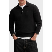 Tommy Jeans % 100 Pamuk Regular Fit Düğmeli Polo Yaka Kazak Erkek Polo Yaka Kazak DM0DM20304 Bds