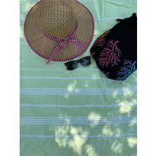 Yeşil Çizgili %100 Pamuk Peştemal – Plaj, Hamam ve Spa Kullanımı Için