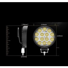 Point 4 Adet Off Road 14 LED 42 Watt Yuvarlak Traktör Tır Kamyon Tekne Sis Farı Projektör Çalışma Lambası