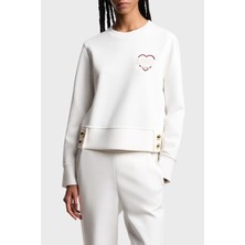 Emporio Armani Pamuklu Regular Fit Bisiklet Yaka Düğme Detaylı Sweat Bayan Sweat EW001361 AF10002 U0006