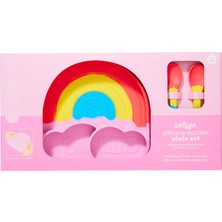 Omiebox Smiggle Big Dream Silikon Yemek Tabağı Seti Renkli Desenli Erkekler İçin Eğlenceli Tasarım