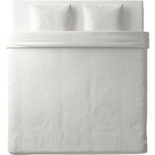IKEA Nattjasmın Nevresim Seti 240 x 220 / 50 x 60 cm Beyaz Çift Kişilik Pamuklu Nevresim
