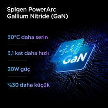 Spigen 20W USB-C Mini Hızlı Şarj Aleti/Şarj Isısını Düşürür GaN Destekli Akım Korumalı Güç Adaptörü iPhone & Android & iPad Type-C Black - ACH02070