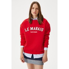 Kadın Marais Kırmızı Nakışlı Oversize Sweatshirt