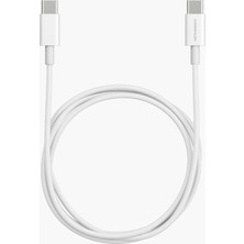 Vonmahlen 60W Hızlı Şarj Destekli Usb-C'den Usb-C'ye 1m Beyaz Kablo ile Yüksek Veri Transferi