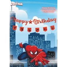 Deniz Parti Örümcek Adam Happy Birthday Kaligrafi ve Banner Set