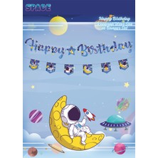 Deniz Parti Uzay Happy Birthday Kaligrafi ve Banner Set