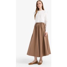 DeFacto A Kesim Esnek Belli Poplin Maxi Tesettür Etek E7453AX25SM
