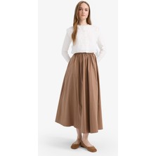 DeFacto A Kesim Esnek Belli Poplin Maxi Tesettür Etek E7453AX25SM