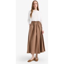 DeFacto A Kesim Esnek Belli Poplin Maxi Tesettür Etek E7453AX25SM