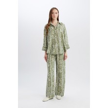 DeFacto Rahat Palazzo Pantolon Wide Leg Geniş Bol Paça Desenli Yüksek Bel C4042AX25SP