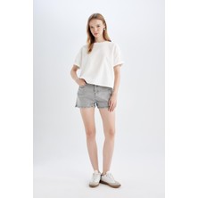 DeFacto Mom Fit Yüksek Bel Jean Şort C0689AX24HS