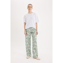 DeFacto Rahat Pantolon Wide Leg Geniş Bol Paça Desenli Yüksek Bel C4042AX25SP