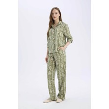 DeFacto Regular Fit Desenli Beli Lastikli Düz Paça Pantolon D8844AX25SP