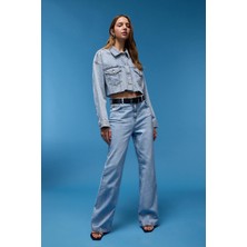 DeFacto 90's Wide Leg Yüksek Bel Uzun Jean Yıkamalı Pantolon E4269AX25SP