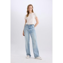 DeFacto 90's Wide Leg Yüksek Bel Uzun Jean Yıkamalı Pantolon E4269AX25SP