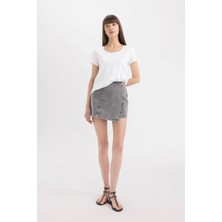 DeFacto Yüksek Bel Mini Jean Şort Etek C0695AX24SM