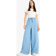 DeFacto Yüksek Bel Uzun Akışkan Kumaş Yıkamalı Pantolon D8235AX25SM