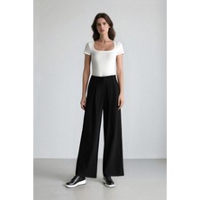 DeFacto Wide Leg Geniş Bol Paça Cepli Pensli Beyaz Basic Düz Klasik Pantolon C6375AX24HS