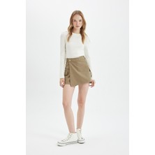 DeFacto Regular Fit Normal Bel Kargo Cepli Gabardin Şort Etek D4991AX24AU