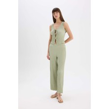 DeFacto Wide Leg Beli Lastikli Basic Bürümcük Pantolon D3570AX25SP