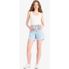 DeFacto %100 Pamuk Boyfriend Yüksek Bel Yıkamalı Jean Şort E0934AX25SM