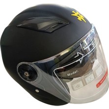 Güneş Vizörlü Açık Motosiklet Kaskı (Mat Siyah)