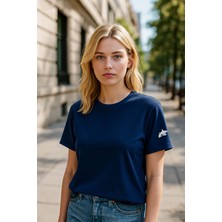 Kadın Bisiklet Yaka Basic Düz Kısa Kollu Gri T-Shirt