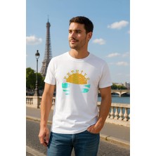 Erkek Bisiklet Yaka %100 Pamuk Fethiye Baskılı Kısa Kollu T-Shirt