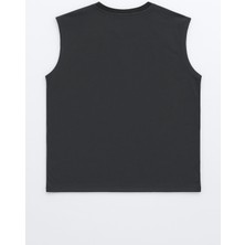Erkek %100 Pamuk Bisiklet Yaka Pusula Baskılı Kolsuz T-Shirt
