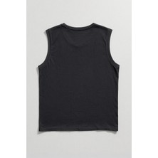 Erkek %100 Pamuk Bisiklet Yaka Shark Baskılı Kolsuz T-Shirt
