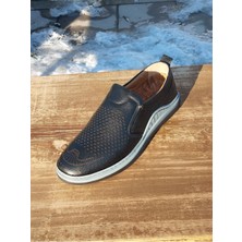 Yazlık Erkek Sportif Kundura Hakiki Iç Dış Deri  Faylon Taban Bağcıksız Ortopedik Hava  Alabilen