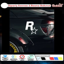 Rockstar R Yıldız Araba Sticker – Beyaz – Su Geçirmez – Vinil Çıkartma – 12X10 cm