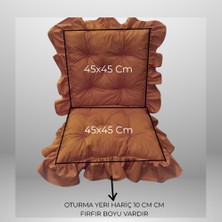 Saçaklı Sandalye Minderi 45X45 cm 4'lü Takım Sütlü Kahve Rengi