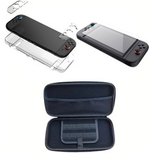 Teknoroket Nintendo Switch 2 Koruyucu Taşıma Çantası , Temperli Cam Ekran Koruyucu ve Şok Emici Şeffaf Komple Kılıf Seti