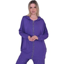 Taşlı Eşofman Takım Mor