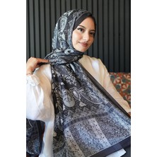 Karma Motif Desen Siyah Soft Pamuk Şal