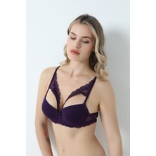 Dolgulu Flamlı Kelebek Askılı B Cup Sütyen Mor