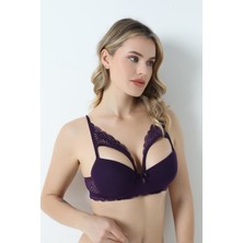 Dolgulu Flamlı Kelebek Askılı B Cup Sütyen Mor