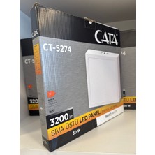 Cata 30W Sıva Üstü Kare Led Armatür 28X28 CT-5274B - Beyaz Işık