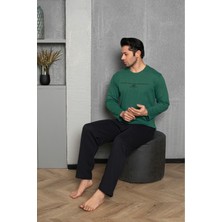 Erkek Füme Melanj Uzun Kollu Süprem Kumaş Dokuma Pijama Takımı