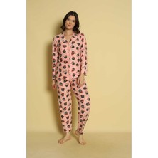 Kadın Önden Düğmeli Yeni Sezon Homewear Pijama Takımı Yeni Sezon