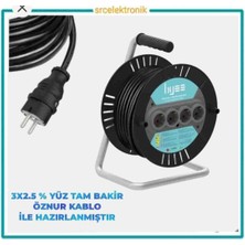 Öznur Kablo Araç Şarjı Uyumlu 3x2.5 Yüzde Yüz Tam Bakır 4 'lü Makaralı Uzatma Seyyar