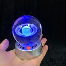 Kişiye Özel Galaksi Gezegen Işıklı 6 cm Çapında Cam Kristal Küre