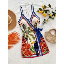 Maison Del Mare Casa Solara Tropical Breeze Kruvaze Bağlamalı Elbise Mini Plaj