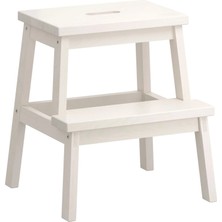 2 Katlı Basamaklı Tabure Yükseklik: 50 cm Ikea Ahşap Basamak Banyo Mutfak Basamağı Beyaz Renk