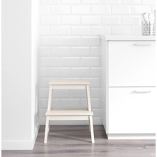2 Katlı Basamaklı Tabure Yükseklik: 50 cm Ikea Ahşap Basamak Banyo Mutfak Basamağı Beyaz Renk
